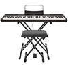 gear4music SDP-2 Pianoforte Digitale 88 Tasti con Supporto e Panca | Piano di scena digitale 88 tasti pesati, 8 voci tra cui piano a coda e organo, altoparlanti 4x10W