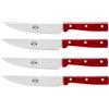 Coltellerie Berti - Set 4 Coltelli da Bistecca Rossi con Lama XL (Collezione Alta Industria Laboratorio 02)