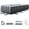 Intex 26356NP - Piscina Fuori Terra Ultra XTR Frame Rettangolare, Pompa Filtro 5700 L/h, Scaletta, Telo Base e Copertura, 17203 L, Acciaio e PVC, Grigio, 549x274x132 cm