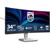 PHILIPS Monitor 34B2U5900C 34 pollici Curvo 5120x2160@120Hz; 2560x1080@240Hz, dual mode, VA Panel, 4ms GtG, USB Hub Speakers, Height Adjustment, (HDMI2x 2.1 DP 1x 1.4), HDR400, Grigio Scuro