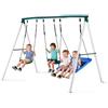 VEVOR Altalena da Giardino Telaio in Metallo a Forma di A per Bambini da Giardino 3 Posti Carico max 318 kg Seduta 110 x 80 cm, Altalena da Esterno Cortile Parco Gioco per Bambini Capienza 3 Persone