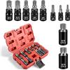 MIGUBIGU 10 PCS Set Chiavi XZN con Scatola per Avvitatore M4 M5 M6 M8 M9 M10 M12 M14 M16 M18, Set Bussole 12 Punte 1/2 1/4 3/8, Chiavi a Bussola Torx Maschio, per Riparare Motocicli, Mobili