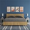 ITYHOME Letto matrimoniale contenitore 160x190 testata dritta con doghe quercia Ankel