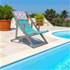 LIBEROSHOPPING Sdraio mare pieghevole in legno faggio con tela in polipropilene Turchese MICOS
