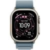 Apple Smartwatch Apple Watch Ultra 3 GPS + Cellular 5G 49mm Cassa in titanio con cinturino Alpine Loop L Naturale/Azzurro [MEWP4QF/A]