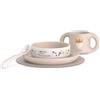 Suavinex Wonderland Set Pappa Neonato 5 Pezzi con Tovaglietta Antiscivolo 6+ Mesi - Rosa