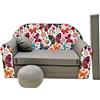 Pro Cosmo Divano letto pieghevole per bambini con funzione letto Perfetto per giocare e dormire - Con materasso, cuscino e pouf sfoderabili - 98x168x59 cm - A33 Grigio - Farfalle