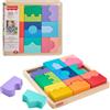 Fisher-Price Wood Toddler Toy Interlocking Blocks Stacking Jigsaw Puzzle with 20