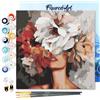 Figured'Art Mini Dipingere con i Numeri 20x20cm con Telaio - Paint by Numbers Bellezza Dietro i Fiori Passatempo per Adulti, Kit Completo, Hobby Creativi - Quadri fai da te Tela Già Incorniciata