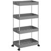 SONGMICS Carrello Portaoggetti a 4 Livelli, Carrello con Ruote, Carrellino da Cucina Bagno Ufficio, 23,6 x 42 x 86 cm, Grigio Tortora KSC010G01