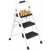 SONGMICS Scala in Acciaio, Scaletta Sgabello Pieghevole a 3 Gradini, Portata Massima 150 kg, per Casa, Ufficio, Giardino, 73 x 46,5 x 102,5 cm, Bianco GSL203WZ01