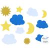 INNSPIRO Soli, lune, stelle e nuvole in EVA adesivo glitterato 30u., ideale per artigianato con bambini, decorazioni e attività creative