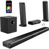 Selius Soundbar - 5.1 - Soundbar con subwoofer - Soundbar per TV - Bluetooth - Controllo tramite app - con illuminazione RGB