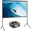 Selius Proiettore Beamer - Mini Proiettore - Full HD nativo 1080P - con schermo proiettore E-ALR da 120 pollici e supporto