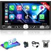 Selius Autoradio 2 Din con CarPlay, schermo touchscreen HD da 6,8 pollici, connessione cablata, stereo Android Auto MP5, supporto Bluetooth/MirrorLink/FM/USB2.0/AUX/ricarica/lettore multimediale