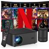 Selius Mini proiettore, compatibile con Netflix e dotato di audio Dolby con speaker Bluetooth, capacità di 15000 lumen, risoluzione Full HD 1080P, Wi-Fi, Bluetooth, proiettore portatile, sistema home cinema 4K, compatibile