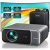 Selius Proiettore con autofocus e correzione trapezoidale, proiettore Full HD 1080p, supporta video 4K con Wi-Fi 6 e Bluetooth, 26.000 lumen, proiettore portatile ideale per uso esterno