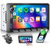Selius Autoradio da 7 pollici, 2 DIN, con CarPlay e Android Auto wireless, radio FM con Bluetooth, navigazione GPS, 2 porte USB/SD/AUX, riproduzione video online, specchio integrato, display touch IPS