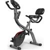 Selius Bicicletta fitness - Attrezzatura da allenamento multifunzione pieghevole - Cyclette con elastici di resistenza - Nera