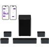Selius Soundbar - 7.1 canali, 500W - Sistema audio surround - Subwoofer wireless - Dolby Atmos