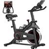 Selius Cyclette da casa - Bicicletta fitness - Bicicletta da indoor - Attrezzo per l'allenamento - Attrezzo per il cardio - Trasmissione a cinghia silenziosa