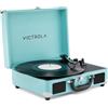 Victrola Journey II (Modello 2025) - Giradischi Bluetooth a Valigia 3 Velocità con Altoparlanti Stereo Integrati e Bassi Potenziati, Bluetooth Bidirezionale, Uscite RCA e Cuffie (Turchese)