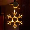 Wisdom Decorazione per finestre Fiocco di neve natalizio luminoso Led a ciondolo con ventosa Bianco caldo a batteria Wisdom