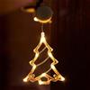 Wisdom Decorazione per finestre Albero di Natale luminoso Led a ciondolo con ventosa Bianco caldo a batteria Wisdom
