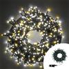 Wisdom Catena di luci 14 metri da 480 Led Full Flash Bianco Freddo e Caldo intermittente con cavo verde e autospegnimento Wisdom