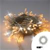 Wisdom Catena di luci 42 metri da 500 Led Bianco Caldo fisso e Bianco Freddo intermittente con cavo trasparente Wisdom
