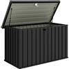 Outsunny Baule da Esterno da 400L in Acciaio Zincato con Serratura e 2 Chiavi 124x66x72 cm, Nero | Aosom Italy