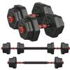 SONGMICS Set di Manubri con Barra di Collegamento, Manubri Corti, Peso Esagonale per Allenamento, Fitness, Sollevamento Pesi a Casa, Palestra