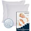 Komfortec Set di 2 federe impermeabili da 45 x 45 cm, con chiusura lampo, traspiranti, ipoallergeniche, anti-acaro, bianco