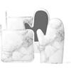 SUPLUCHOM Set di 4 presine da cucina in silicone resistente al calore per cucinare, grigliare, barbecue, con motivo marmo bianco e grigio