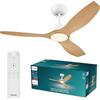 PHILIPS Olas, Ventilatore a soffitto LED, 3 Pale, 132 cm, Bianco/Legno