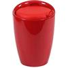 milani home - sgabello pouf contenitore in plastica, rosso, seduta in ecopelle, per cucina e living