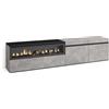 Skraut Home | Mobile TV Soggiorno | Ampio spazio a disposizione | 200x45x35cm | Per TV fino a 80 | Camino elettrico | Stile moderno | Cemento