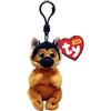 TY Beanie Bellies Clips Anello Porta Chiavi di Peluche, Ace Il Pastore Tedesco con Gli Occhioni Dorati Glitter, Gli Animaletti di Peluche con Il Pancino Morbido TY 12 Cm T43110