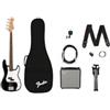 Fender Squier by Fender Debut Precision Bass Starter Pack Nero, Basso Elettrico | Kit per basso elettrico per principianti con amplificatore, accordatore, supporto, custodia morbida, cavo