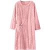 Generisch Pigiama da donna invernale in pile coral - Camicia da notte da donna, lunga alla moda, comoda biancheria da notte, casual, per il tempo libero, morbido maglione ispessito