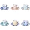 VILLA D'ESTE HOME TIVOLI Marea Tazza Caffè con Piattino Set 6 Tazzine 100ml Porcellana
