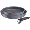 LAGOSTINA Ingenio Minerals Set 3 Pezzi Padelle con Manico Rimovibile 24-28cm Alluminio