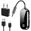 Toolivex Adattatore Bluetooth 5.4 Aereo 2 in 1, Trasmettitore Ricevitore AUX 3,5 mm Jack, Trasmettitore Bluetooth Doppia Connessione per 2 Cuffie AirPods, Splitter Audio Wireless per Aereo TV PC Auto