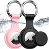 Joremx per AirTag Portachiavi, 2 Pack (Nero+Rosa) | Impermeabile IPX8, Silicone Porta per AirTag di 1ª e 2ª Gen, Segnale Inalterato, Attaccare a Chiavi/Valigie/Collari per Cani