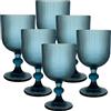 SICIGNANO CASALINGHI Sicignano Set di 6 Calici in Pasta di Vetro, per 6 Persone, Bicchieri Ideali per la Tavola, Resistenti e Duraturi, Lavabili in Lavastoviglie, Colore Verde,Blu, 336 ml (6, BLU)