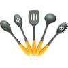 Deiss PRO Set di 5 Utensili da Cucina in nylon - Mestolo per zuppa, Mestolo a fessura, Cucchiaio per Spaghetti, Cucchiaio da servizio a fessura - Sicuro per pentole antiaderenti