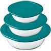 Pyrex® - Cook & Store - Set di 3 piatti rotondi in vetro con coperchi (0,35 l; 1,1 l; 2,3 l); senza BPA