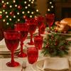Generico Set Bicchieri Acqua e Calici Vino 12 Pezzi Rosso - Vetro Decorato Diamond - Bicchieri 255ml + Calici 340ml - Set Tavola Natale, Idea Regalo, Decorazioni Natalizie, Casa Cucina