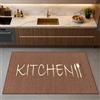 CARPETIA Tappeto da cucina con scritta marrone, 80 x 300 cm | polipropilene resistente, facile da pulire e antimacchia, anallergico, privo di sostanze nocive, certificato Oeko-Tex