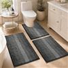 Homodeco Set 3 Pezzi Tappeto Bagno Antiscivolo, in Morbida Ciniglia, Grigio | Assorbente, Lavabile in Lavatrice, Confortevole Tappetino Doccia